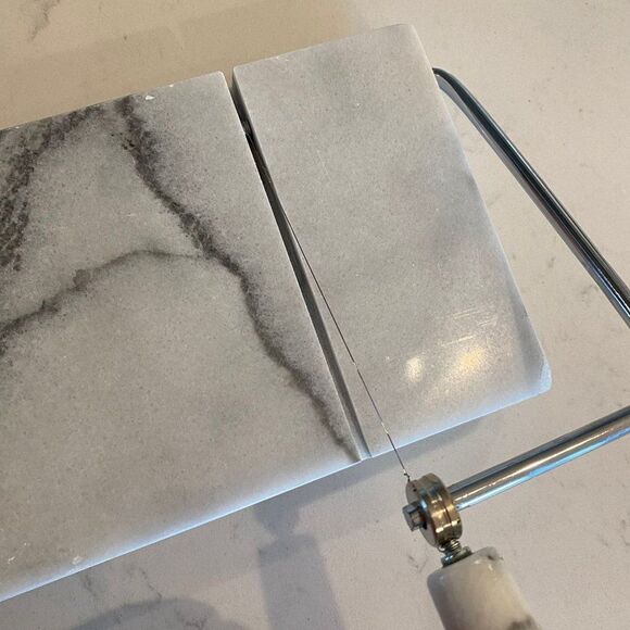 Classic Gray/White 8" x 5" Italian Marble Cheese Slicer - Picture 3 of 7